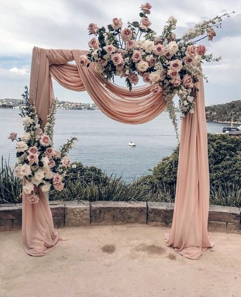 Breathtaking Blush Flowers Arch Wedding