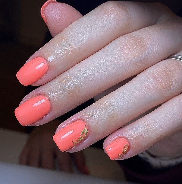 Breathtaking Bright Coral Nail On Girl