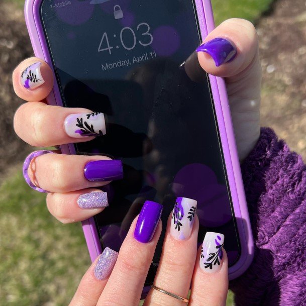 Breathtaking Bright Purple Nail On Girl