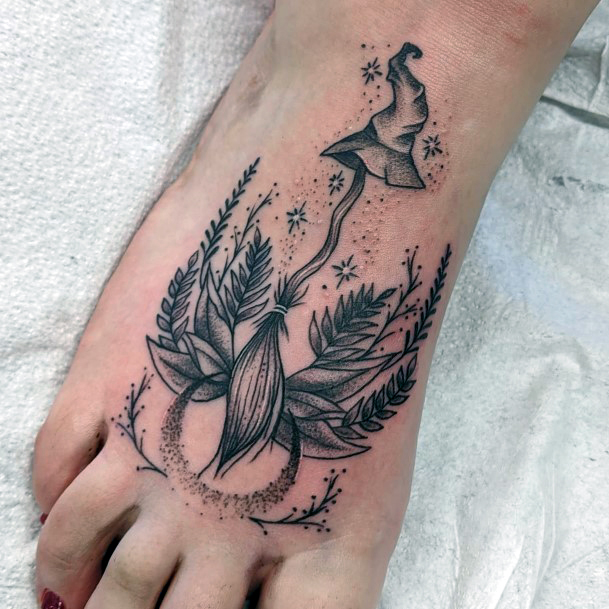 Breathtaking Broomstick Tattoo On Girl