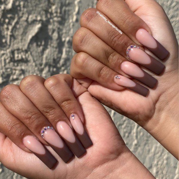 Breathtaking Brown French Tip Nail On Girl