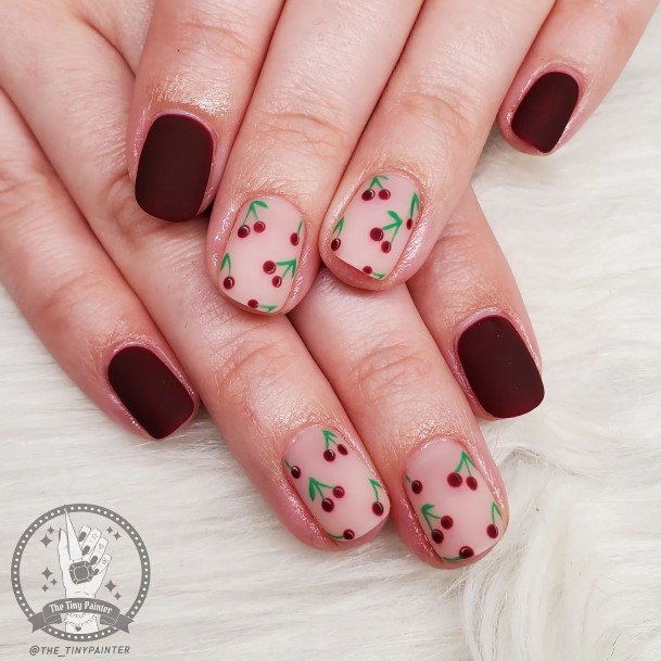 Breathtaking Burgundy Nail On Girl