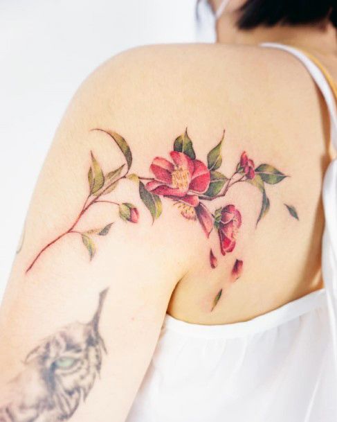 Breathtaking Camellia Tattoo On Girl