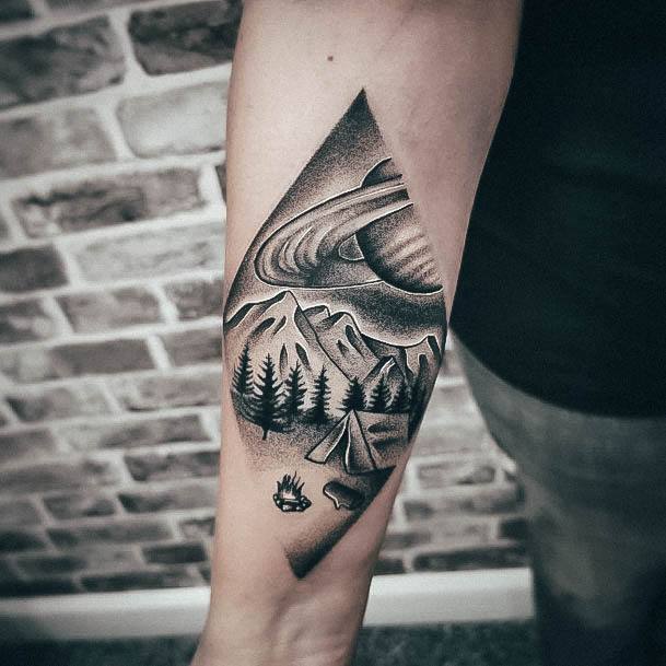 Breathtaking Camping Tattoo On Girl