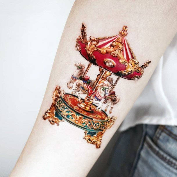 Breathtaking Carousel Tattoo On Girl