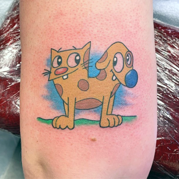 Breathtaking Catdog Tattoo On Girl