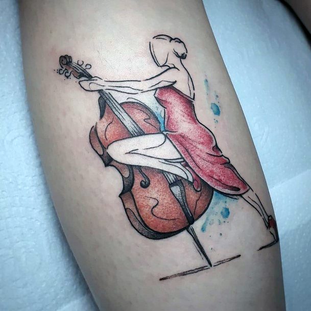 Breathtaking Cello Tattoo On Girl