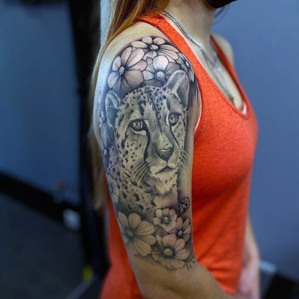 Breathtaking Cheetah Tattoo On Girl