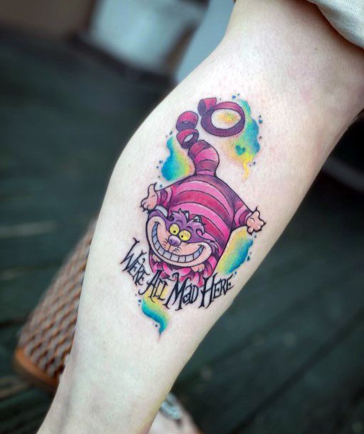 Breathtaking Cheshire Cat Tattoo On Girl