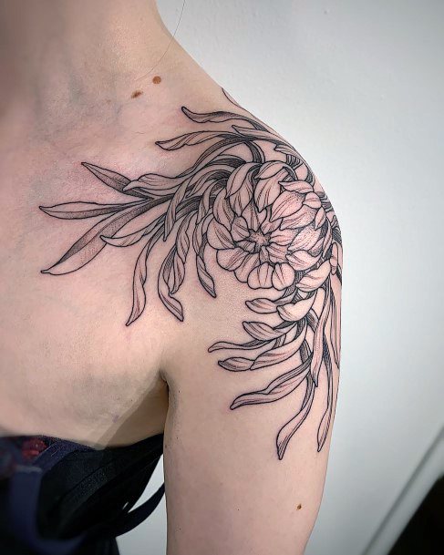 Breathtaking Chrysanthemum Tattoo On Girl