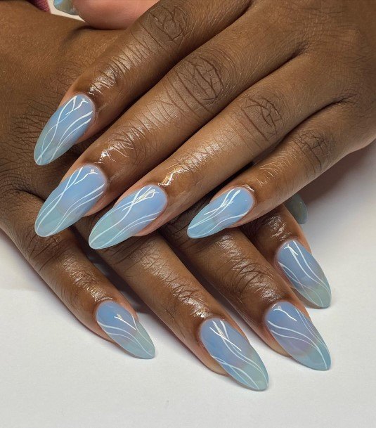 Breathtaking Clear Blue Nail On Girl
