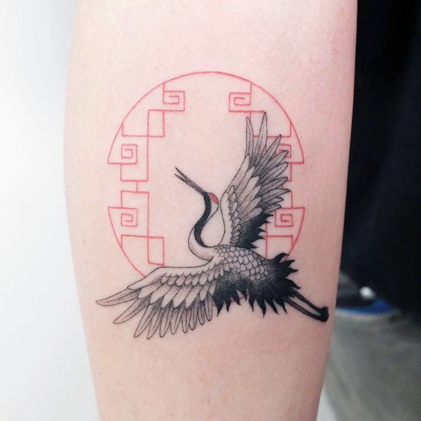 Breathtaking Crane Tattoo On Girl