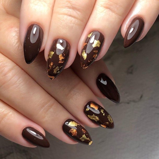 Breathtaking Dark Brown Nail On Girl