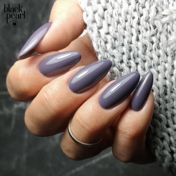 Breathtaking Dark Grey Nail On Girl