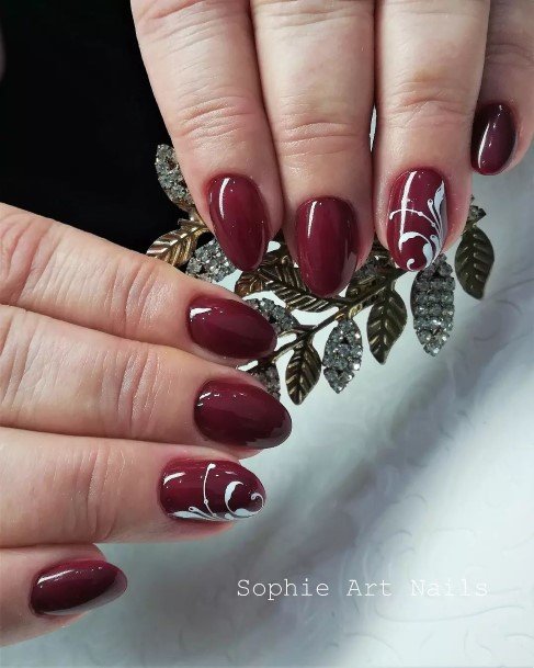 Breathtaking Dark Red Nail On Girl