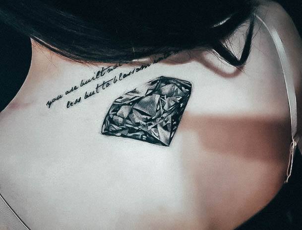 Breathtaking Diamond Tattoo On Girl Back 3d Realistic