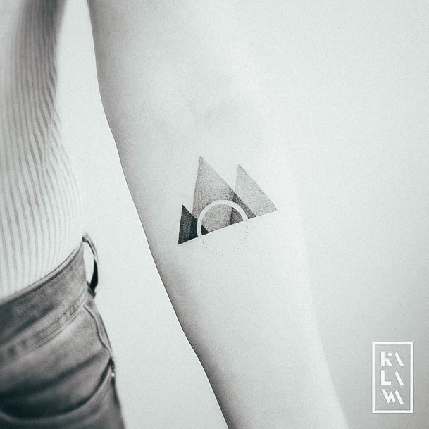 Breathtaking Egyptian Tattoo On Girl Dotwork Tiny Geometric Pyramids