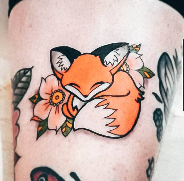 Breathtaking Fox Tattoo On Girl Leg