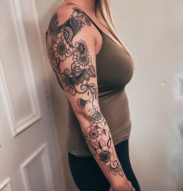 Breathtaking Full Sleeve Tattoo On Girl