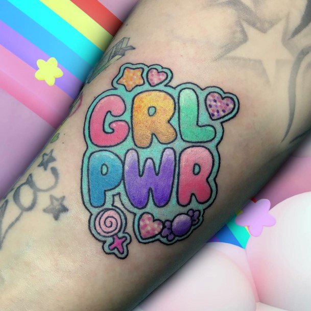 Breathtaking Girl Power Tattoo On Girl