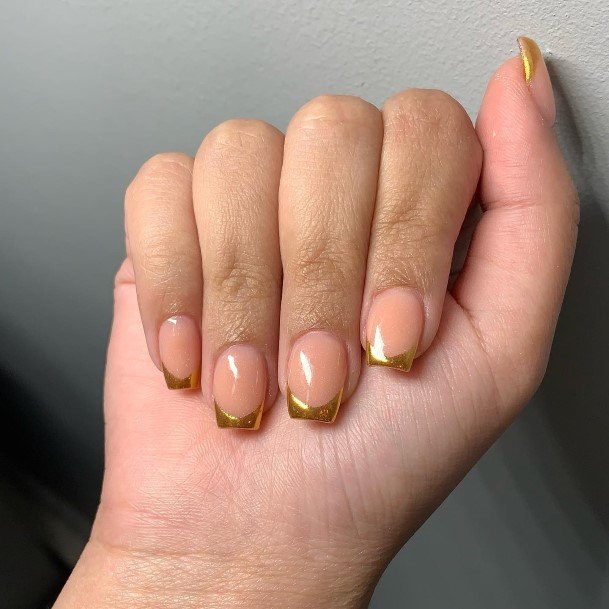 Breathtaking Gold French Tip Nail On Girl