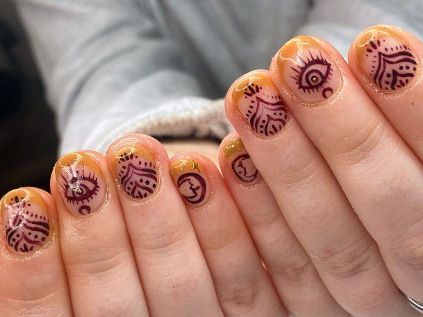 Breathtaking Henna Nail On Girl