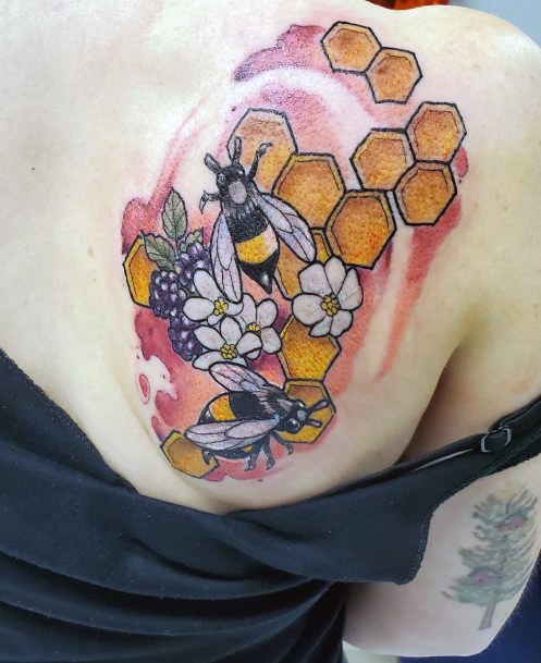 Breathtaking Honeycomb Tattoo On Girl