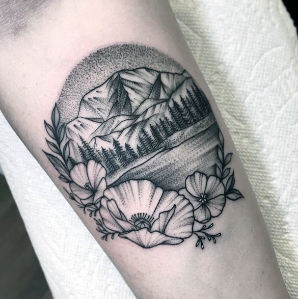 Breathtaking Lake Tattoo On Girl