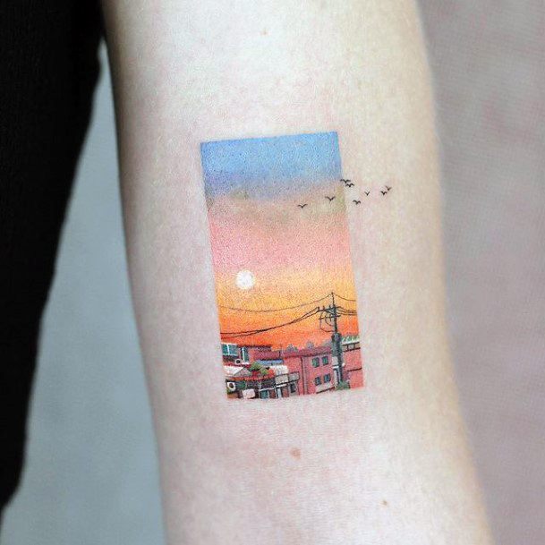 Breathtaking Landscape Tattoo On Girl