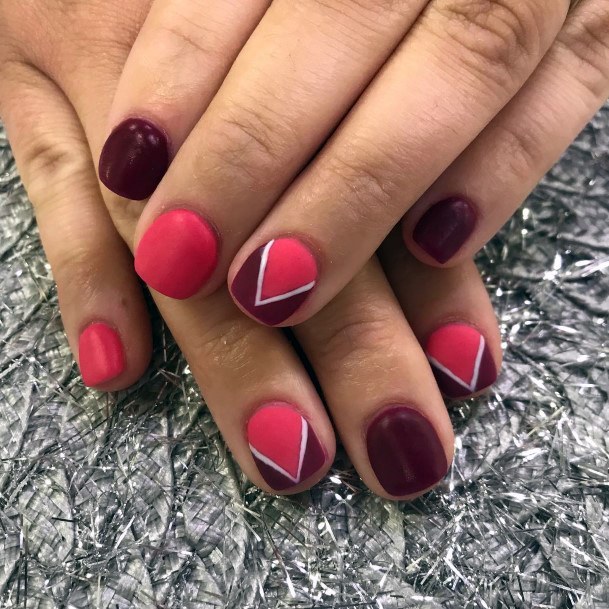 Breathtaking Maroon And Pink Nail On Girl