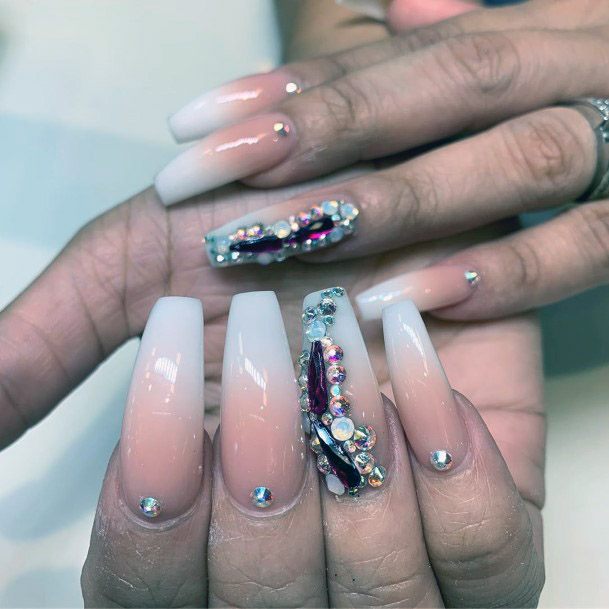 Breathtaking Ombre Nails With Diamond Women