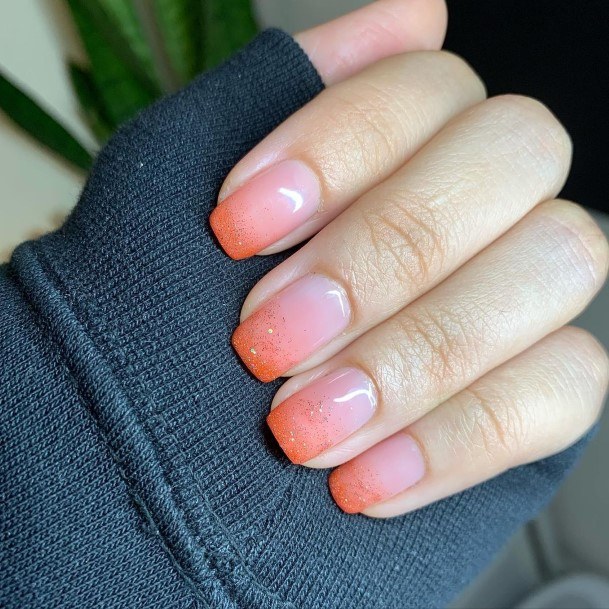 Breathtaking Orange French Tip Nail On Girl