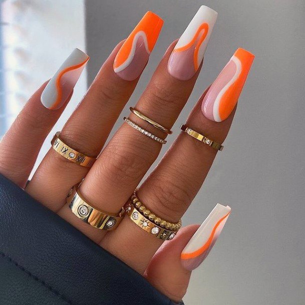 Breathtaking Orange Nail On Girl