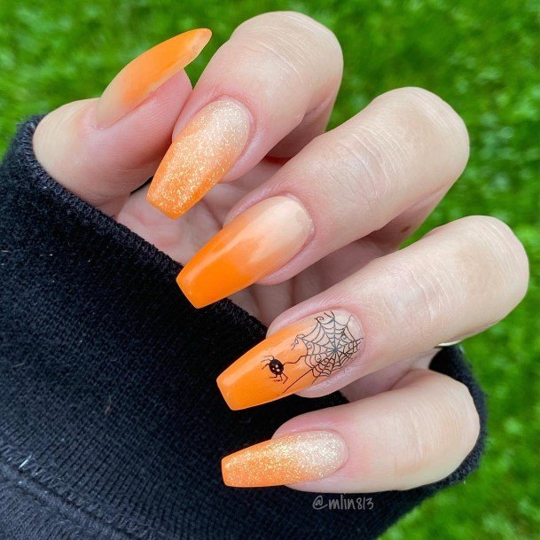 Breathtaking Orange Ombre Nail On Girl