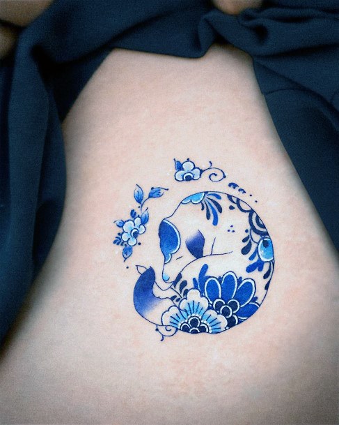 Breathtaking Oriental Plate Porcelain Tattoo On Girl