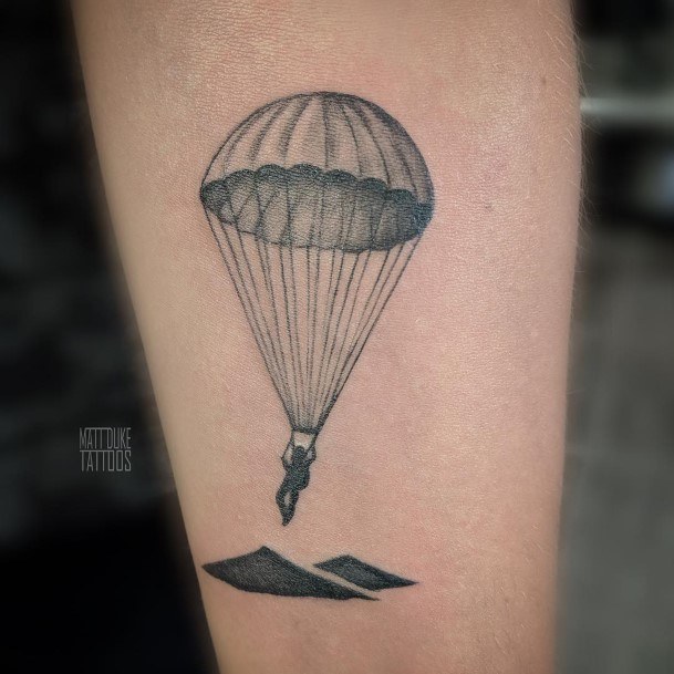 Breathtaking Parachute Skydiving Tattoo On Girl