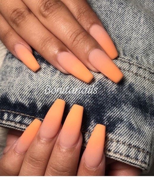 Breathtaking Peach Matte Nail On Girl