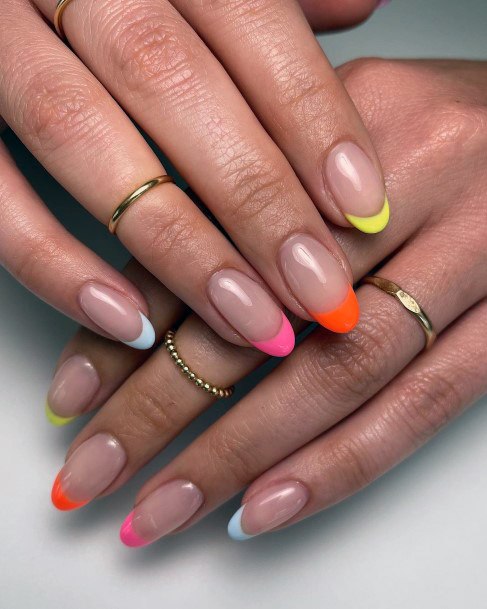 Breathtaking Pink And Orange Nail On Girl