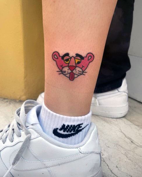 Breathtaking Pink Panther Tattoo On Girl