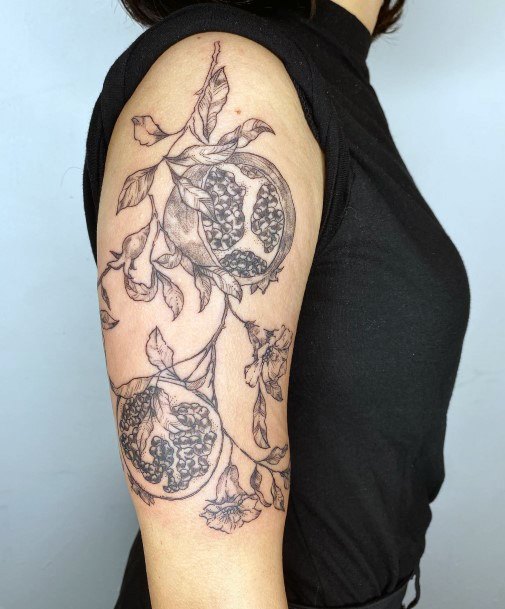 Breathtaking Pomegranate Tattoo On Girl