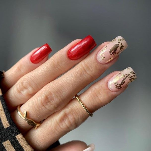 Breathtaking Red And Nude Nail On Girl