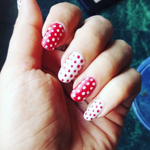 Breathtaking Red And White Nail On Girl