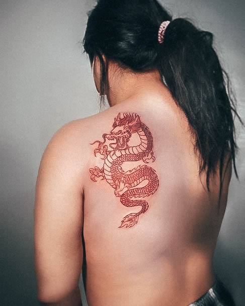 Breathtaking Red Dragon Tattoo On Girl