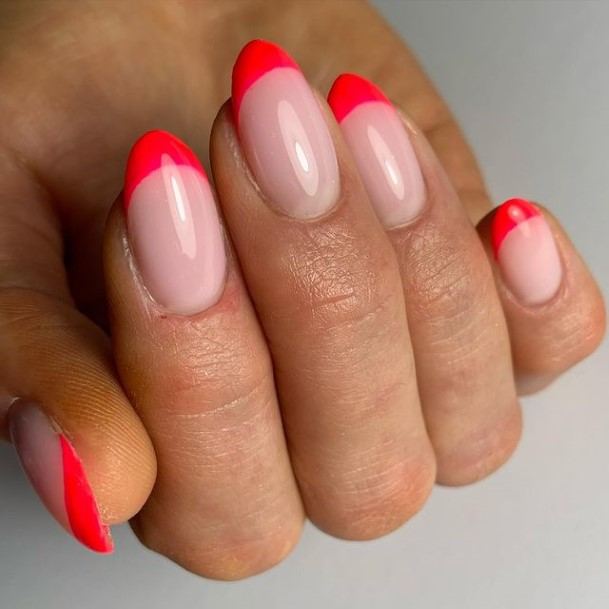 Breathtaking Red French Tip Nail On Girl