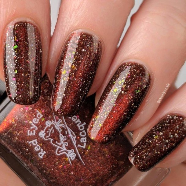 Breathtaking Red Glitter Nail On Girl