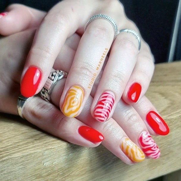 Breathtaking Red Summer Nail On Girl