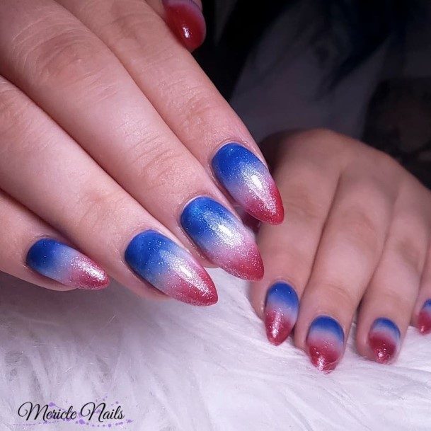 Breathtaking Red White And Blue Nail On Girl