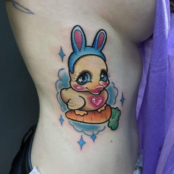 Breathtaking Rubber Duck Tattoo On Girl