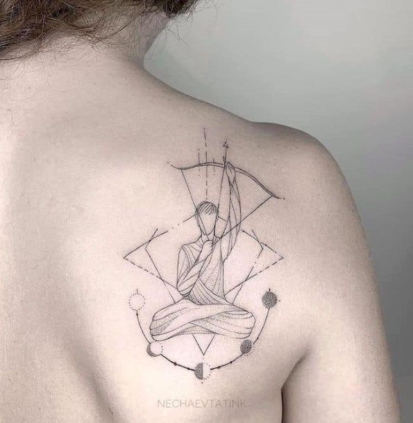 Breathtaking Sagittarius Tattoo On Girl Shoulder