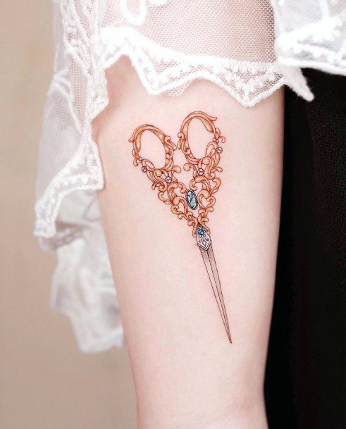 Breathtaking Scissors Tattoo On Girl